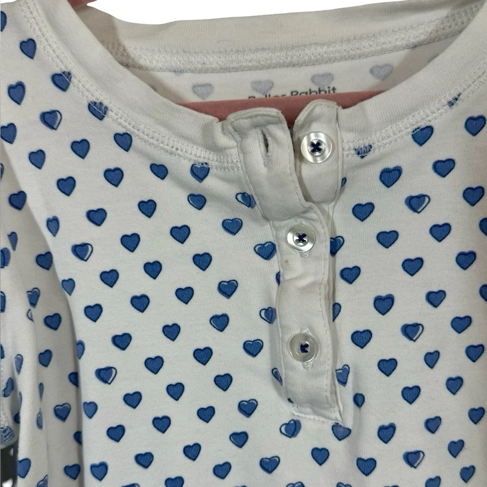 Roller Rabbit Heart Pajama 3 Button Long Sleeve Henley Top in Blue PLEASE READ